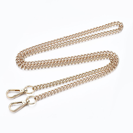 Honeyhandy Bag Chains Straps, Iron Curb Link Chains, with Alloy Swivel Clasps, for Bag Replacement Accessories, Light Gold, 1200x7.5mm