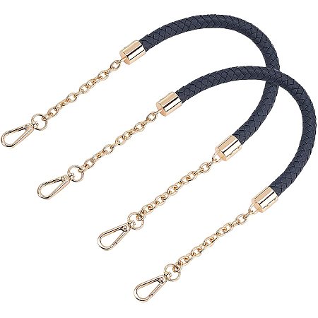 PandaHall Elite 2pcs Handle Chain Strap, 24 Inch Long Replacement Straps with Lobster Clasps PU Leather Chains Accessories for Purses Shoulder Bag Handbag, Midnight Blue