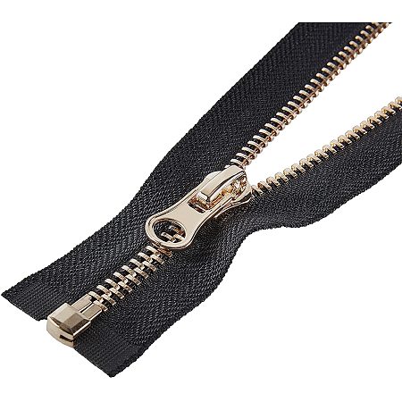 BENECREAT 4PCS #8 28 Inch Separating Jacket Zipper Black Metal Zipper with Gold Teeth Alloy Y-Teeth Zipper for Coats, Bags and Sewing Crafts