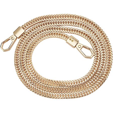 CHGCRAFT 40inch Snake Bone Chain Bag Chain Metal Flat Golden Purse Chain with Metal Snap Clasps Bag Chain Bag Strap Replacement for Handmade Bag Purse Crossbody Bag Making Crafting