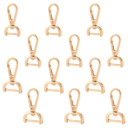 WADORN 12pcs Detachable Snap Hook Swivel Clasp, 2 Sizes Metal Swivel Snaps Hooks with D Rings Metal Swivel Lanyards Trigger Snap Hooks Push Gate Clip Lobster Claw Clasp for DIY Hardware Bags Crafts