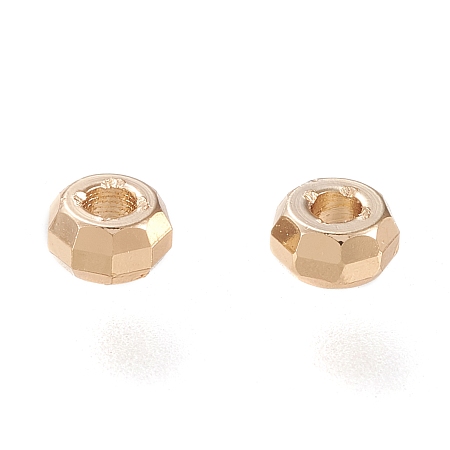 Honeyhandy Brass Spacer Beads, Long-Lasting Plated, Faceted Rondelle, Real 18K Gold Plated, 3.5x2mm, Hole: 1.4mm