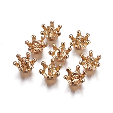 Honeyhandy Alloy Bead Cap Pendant Bails, for Globe Glass Bubble Cover Pendants, Crown, Golden, 9.5x5.5mm, Hole: 1.8mm, Tray: 6mm