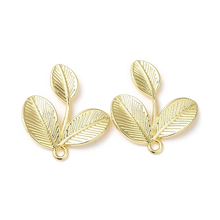 Honeyhandy Rack Plating Alloy Stud Earring Findings, with Horizontal Loop, Cadmium Free & Lead Free, Leaf, Light Gold, 23x21mm, Hole: 1.6mm, Pin: 0.7mm