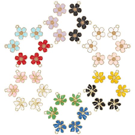 SUNNYCLUE 1 Box 36Pcs 6 Colors Flower Charms Alloy Daisy Pendants Colorful Enamel Floral Shape Gold Plated Charms with Loop for Necklaces Earrings Jewelry DIY Crafts Making Supplies