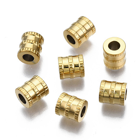 Arricraft 316 Surgical Stainless Steel Beads, Column, Real 14K Gold Plated, 6.5x6mm, Hole: 3mm