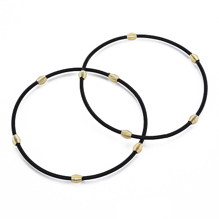 Honeyhandy Spring Bracelets, Minimalist Bracelets with Beads, Plated Steel French Wire/Gimp Wire, for Stackable Wearing, Electrophoresis Black, 12 Gauge, 2mm, Inner Diameter: 58.5mm