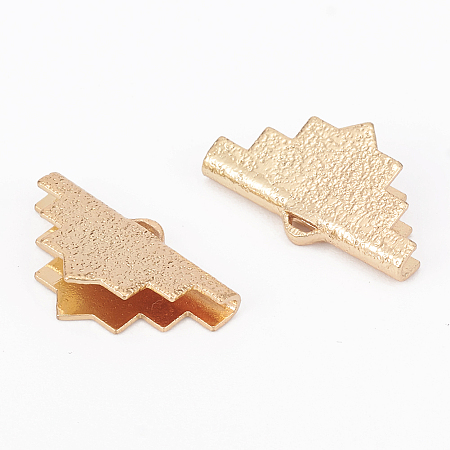 Honeyhandy Brass Ribbon Crimp Ends, Long-Lasting Plated, Rough, Triangle, Light Gold, 11.5x20mm, Hole: 0.8mm
