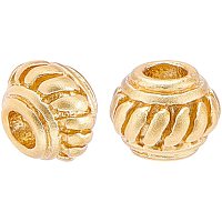 BENECREAT 30Pcs Round Brass Matte Spacer Beads Real 18K Gold Plated Beads-5x3.8mm(Hole: 1.8mm) for Necklaces, Bracelets and Jewelry Making