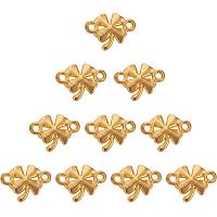 SUNNYCLUE 1 Box 10pcs Gold Plated Four Leaf Clover Lucky Connector Charms Pendants 11.5x15mm for DIY Bracelet Necklace Jewelry Making Findings(Matte Golden)