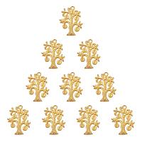SUNNYCLUE 1 Box 10pcs Real Gold Plated Alloy Money Tree of Life Charms Pendants 29x22mm for DIY Jewelry Making Craft Findings, Matte Golden