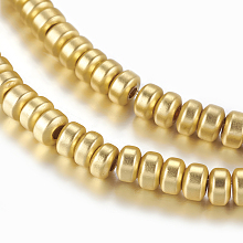 Honeyhandy Non-magnetic Synthetic Hematite Beads Strands, Frosted, Rondelle, Golden Plated, 3x2mm, Hole: 1mm, about 206pcs/strand, 16.1 inch(41cm)