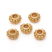 Honeyhandy Brass Beads, Long-Lasting Plated, Matte Style, Flat Round, Real 18K Gold Plated, 7x3.5mm, Hole: 3mm