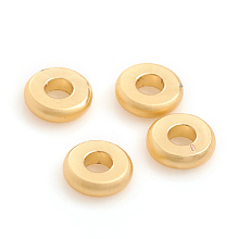 Honeyhandy Matte Style Rack Plating Brass Spacer Beads, Long-Lasting Plated, Flat Round, Golden, 4x1.8mm, Hole: 1.6mm