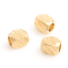 Honeyhandy Matte Style Brass Beads, Long-Lasting Plated, Textured, Cuboid, Real 14K Gold Plated, 3x2.5x2.5mm, Hole: 1.5mm