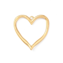 Honeyhandy Matte Rack Plating Brass Pendants, Heart Charms, Long-Lasting Plated, Cadmium Free & Lead Free, Real 18K Gold Plated, 40x39.5x3.5mm, Hole: 3mm