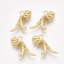 Honeyhandy Smooth Surface Alloy Pendants, 3D Dinosaur Bones, Matte Gold Color, 29x36x10mm, Hole: 3x4mm