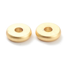 Honeyhandy Brass Beads, Long-Lasting Plated, Flat Round/Disc, Heishi Beads, Matte Style, Real 18K Gold Plated, 7x2mm, Hole: 1.8mm