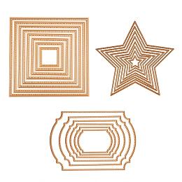 BENECREAT 3 Sets Gold Cutting Dies Cut Metal Scrapbooking Stencils Nesting Die for DIY Embossing Photo Album Decorative DIY Paper Cards Making - Square, Rectangle, Star