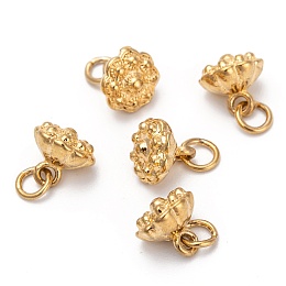 Honeyhandy Brass Charms, Long-Lasting Plated, Matte Style, Lotus Pod, Real 18K Gold Plated, 6.5x7mm, Hole: 1.4mm