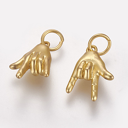 Honeyhandy Brass ASL Charms, Long-lasting Plated, Gesture For I Love You, Matte Gold Color, 13.8x9x4.5mm, Hole: 3.5mm