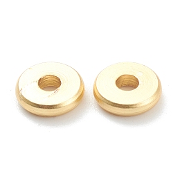 Honeyhandy Brass Beads, Long-Lasting Plated, Flat Round/Disc, Heishi Beads, Matte Style, Real 18K Gold Plated, 6x1.5mm, Hole: 1.8mm