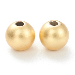 Honeyhandy Brass Beads, Long-Lasting Plated, Round, Matte Style, Real 18K Gold Plated, 5mm, Hole: 1.5mm