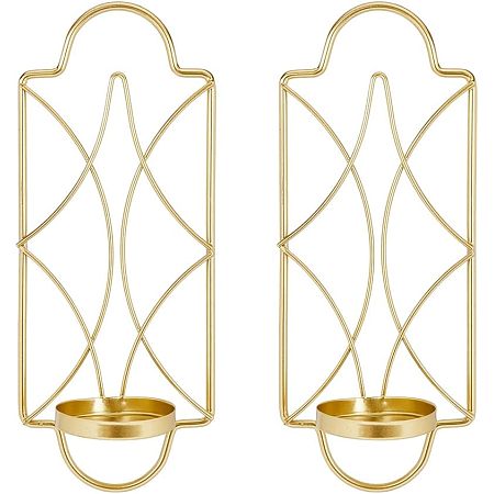 SUPERFINDINGS 2Pcs Metal Wall Sconce Candle Holder Wall Hanging Iron Candle Holders 8.7x5.7x21.5cm Retro Wall Decorative Candlestick for Living Room,Bathroom,Dining Room Decoration，Tray: 4.9cm