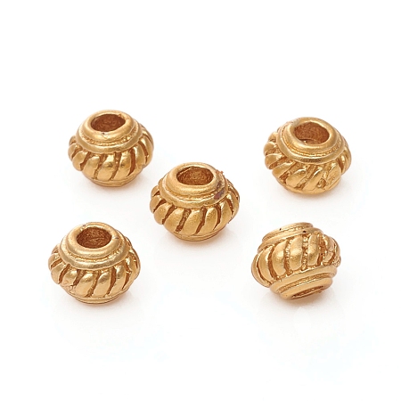 Honeyhandy Brass Beads, Long-Lasting Plated, Matte Style, Rondelle, Real 18K Gold Plated, 5x3.8mm, Hole: 1.8mm