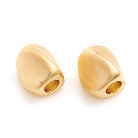 Honeyhandy Matte Style Brass Beads, Long-Lasting Plated, Twist, Real 14K Gold Plated, 5x4x4mm, Hole: 1.6mm