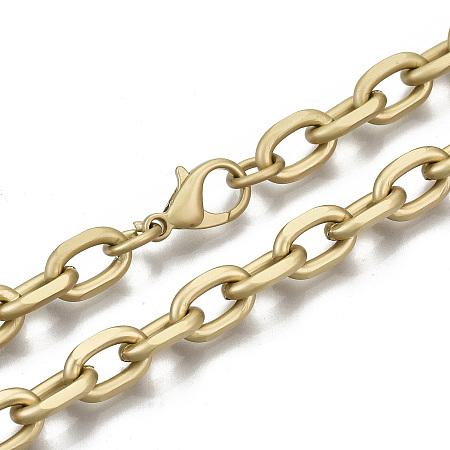 Honeyhandy Iron Cable Chains Necklace Making, with Brass Lobster Clasps, Unwelded, Matte Gold Color, 24.21 inch(61.5cm) long, Link: 11x7x2mm, Jump Ring: 7x1mm, 4.5mm inner diameter