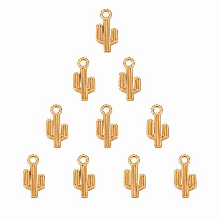 SUNNYCLUE 1 Box 10pcs Gold Plated Alloy Small Cactus Charms Pendants Bulk 15x8mm for DIY Crafting Bracelet Necklace Jewelry Making Findings Accessories, Matte Golden