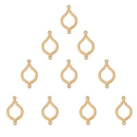 SUNNYCLUE 1 Box 10pcs Gold Plated Leaf Connectors Charms Pendants Links 34x19.5mm for Earrings Necklace Bracelets Jewelry Making Findings, Matte Golden