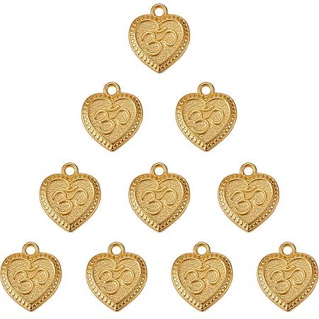 SUNNYCLUE 1 Box 10pcs Real Gold Plated Alloy Heart Charms Pendants Jewelry Findings Accessory 22x19mm for DIY Jewelry Making Craft, Matte Golden
