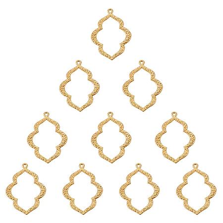 SUNNYCLUE 1 Box 10pcs Real Gold Plated Alloy Big Hollow Flower Charms Pendants Jewelry Findings Accessory 40x30mm for Bracelet Necklace Making Craft, Matte Golden