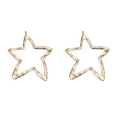 SUNNYCLUE 1 Bag 2pcs Real Gold Plated Hollow Star Charm Pendants Frame 89x76x2.5mm for Jewelry Making Findings, Matte Golden