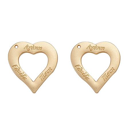 SUNNYCLUE 1 Box 2pcs Real Gold Plated Alloy Big Heart Charm Pendants Findings 51x47.5x2mm for Jewelry Bracelet Necklace Making, Matte Golden