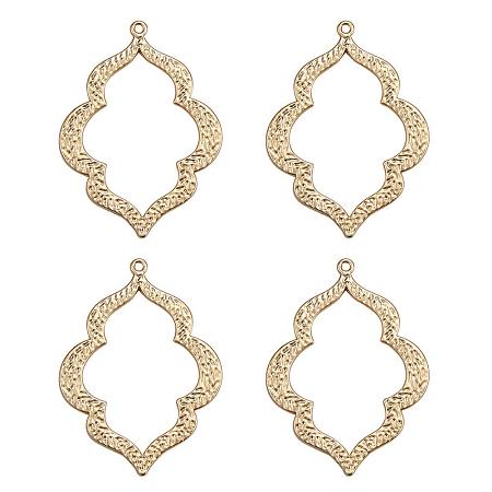 SUNNYCLUE 1 Box 4pcs Real Gold Plated Alloy Big Filigree Flower Charm Pendants Findings 54x39x1.5mm Blank Frame Hollow Pendants for Jewelry Bracelet Necklace Making, Matte Golden
