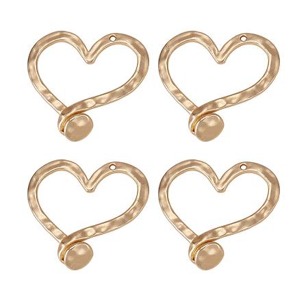 SUNNYCLUE 1 Box 4pcs Matte Golden Alloy DIY Love Heart Charm Slide Pendants Connector 47x49.5mm for DIY Jewelry Making Findings, Lead Free & Cadmium Free & Nickel Free