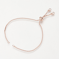 Honeyhandy Brass Slider Bracelets Making, with Cubic Zirconia, Box Chains, Long-Lasting Plated, Rose Gold, Single Chain Length: about 11.5~12cm