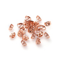 Honeyhandy 304 Stainless Steel Ear Nuts, Earring Backs, Rose Gold, 6x4.5x3mm, Hole: 0.8~1mm