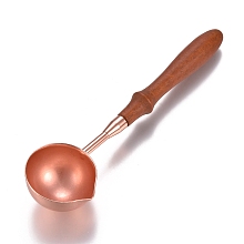 Arricraft Brass Wax Sticks Melting Spoon, with Wood Handle, Rose Gold, 111x30x15.3mm