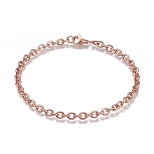 Honeyhandy 304 Stainless Steel Cable Chain Bracelets, with Lobster Claw Clasp, Rose Gold, 7-7/8 inch(20cm)