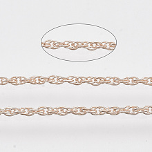 Honeyhandy Soldered Brass Coated Iron Rope Chains, with Spool, Rose Gold, 2x1.4x0.3mm, about 39.37 Feet(12m)/roll