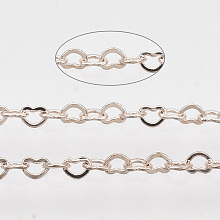 Honeyhandy Soldered Brass Heart Chains, with Spool, Rose Gold, 1.8x2.4x0.4mm, about 39.37 Feet(12m)/roll