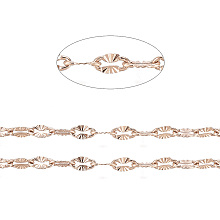 Honeyhandy Ion Plating(IP) 304 Stainless Steel Textured Dapped Chains, Cable Chains, Soldered, with Spool, Flat Oval, Rose Gold, 4x2x0.5mm, about 32.8 Feet(10m)/roll