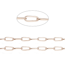 Honeyhandy Ion Plating(IP) 304 Stainless Steel Paperclip Chains, Soldered, with Spool, Rose Gold, 4.8x2.5x0.5mm, about 65.61 Feet(20m)/roll