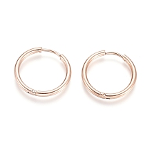 Honeyhandy Ion Plating(IP) 304 Stainless Steel Huggie Hoop Earrings, Hypoallergenic Earrings, with 316 Surgical Stainless Steel Pin, Rose Gold, 12 Gauge, 20x2mm, Pin: 1mm, Inner Diameter: 16mm