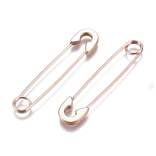 Honeyhandy 304 Stainless Steel Dangle Earrings, Safety Pin Shape, Rose Gold, 38x8x1.5mm, Pin: 0.8mm