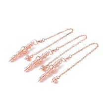 Honeyhandy Rack Plating Brass Cable Chain Pointed Dowsing Pendulums, with Alloy Lobster Claw Clasps and Iron Round Beads, Cadmium Free & Lead Free, Rose Gold, 240mm, Hole: 2mm